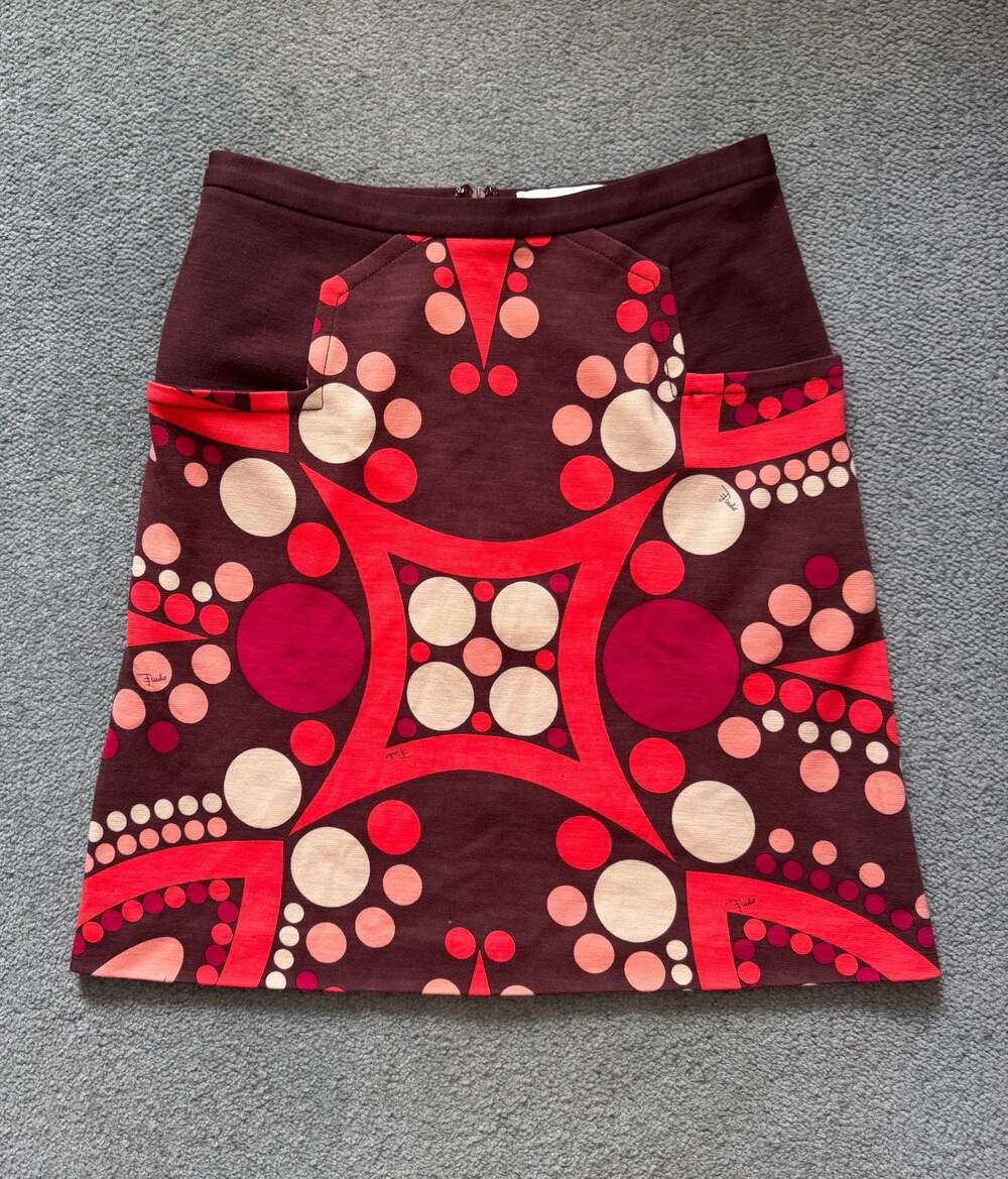 Emilio Pucci Geometric Polka Dot Print Wool Mini Skirt